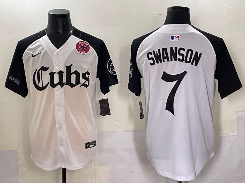 Men 2025 Chicago Cubs #7 Swanson white black Five generations Joint Name Nike MLB Jersey style 9->chicago cubs->MLB Jersey